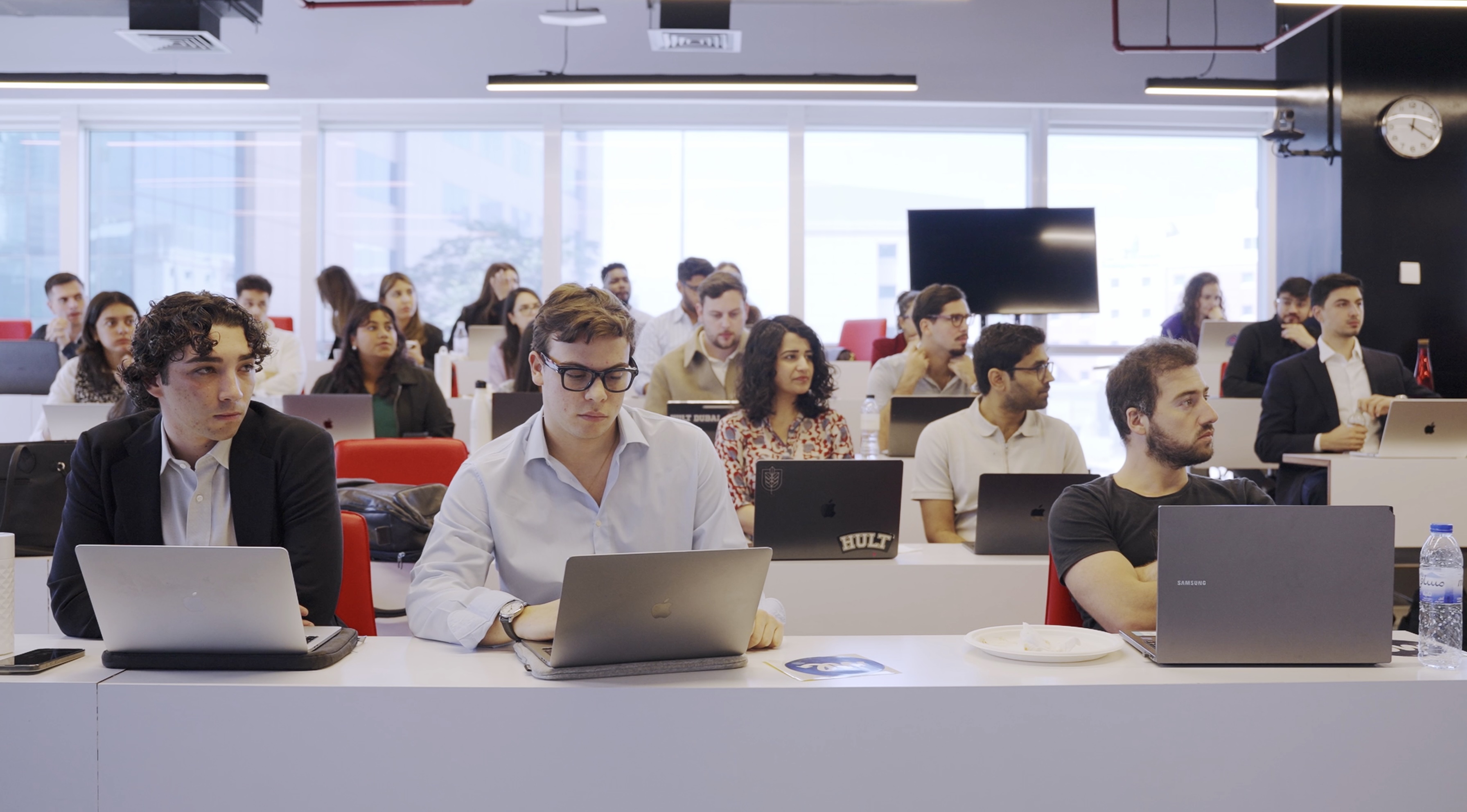 Students seated in a Hult classroom during the UAE pilot programme.
